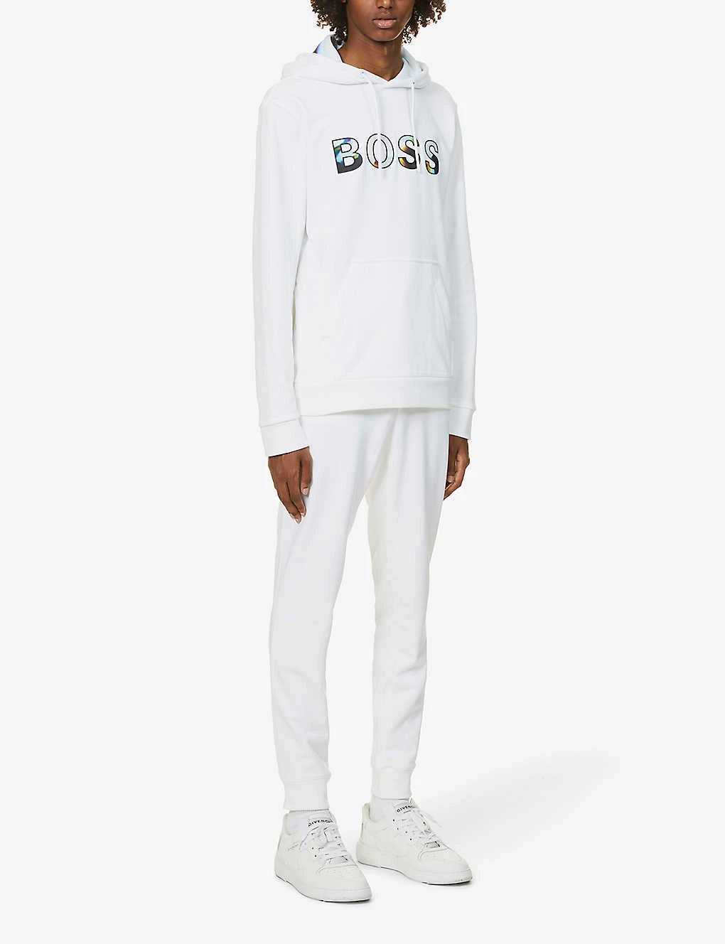 Boss Brand-print Cotton And Recycled Polyester-blend Hoody - Image 2