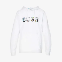 Boss Brand-print Cotton And Recycled Polyester-blend Hoody