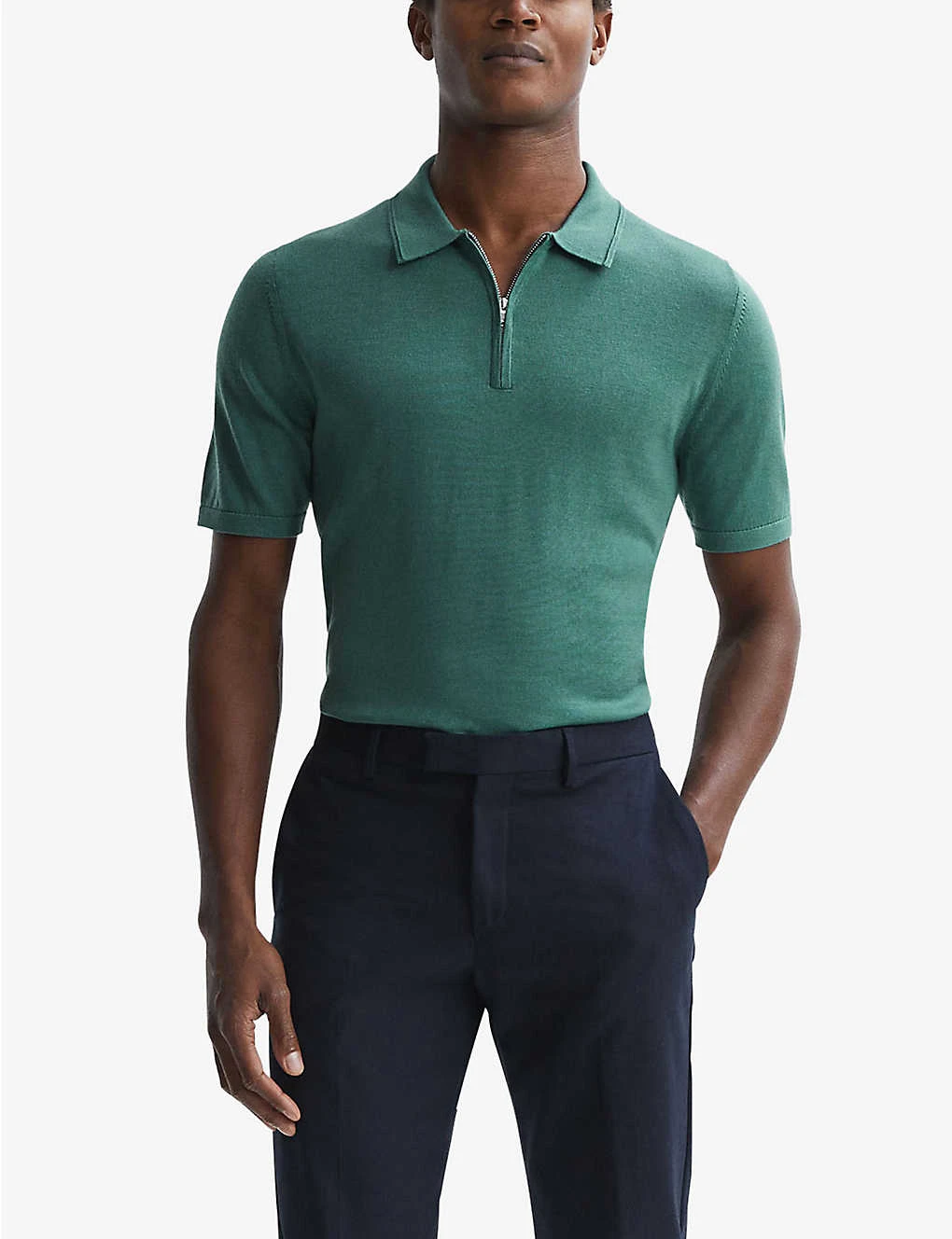 Reiss Maxwell Zipped Merino-wool Polo Shirt - Image 3