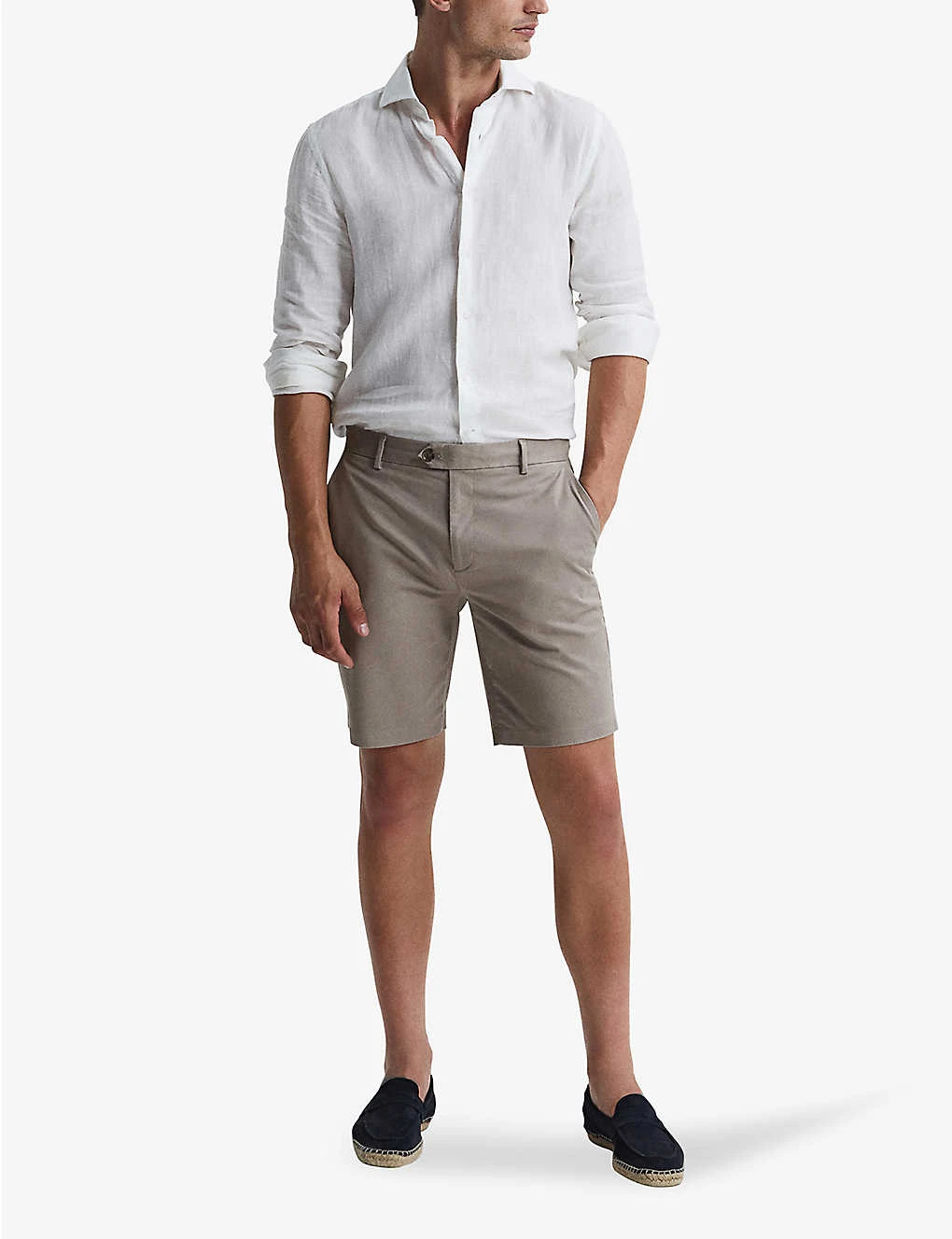 Reiss Wicket Buttoned-pocket Stretch-cotton Chino Shorts - Image 3