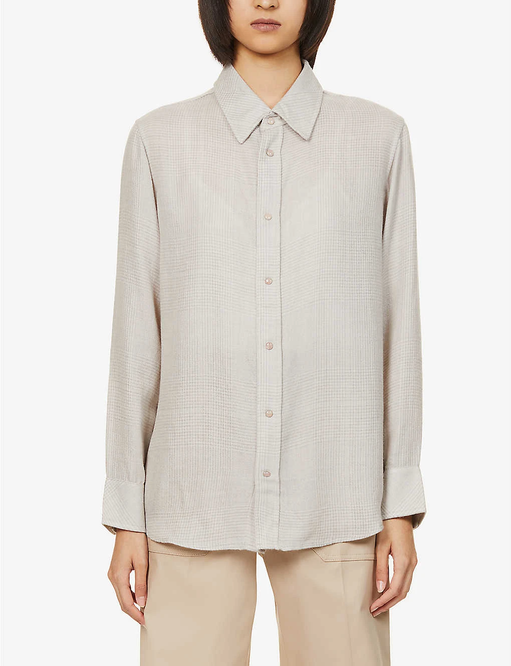 Unisex Rose Quartz Checked Cashmere Shirt - Image 4