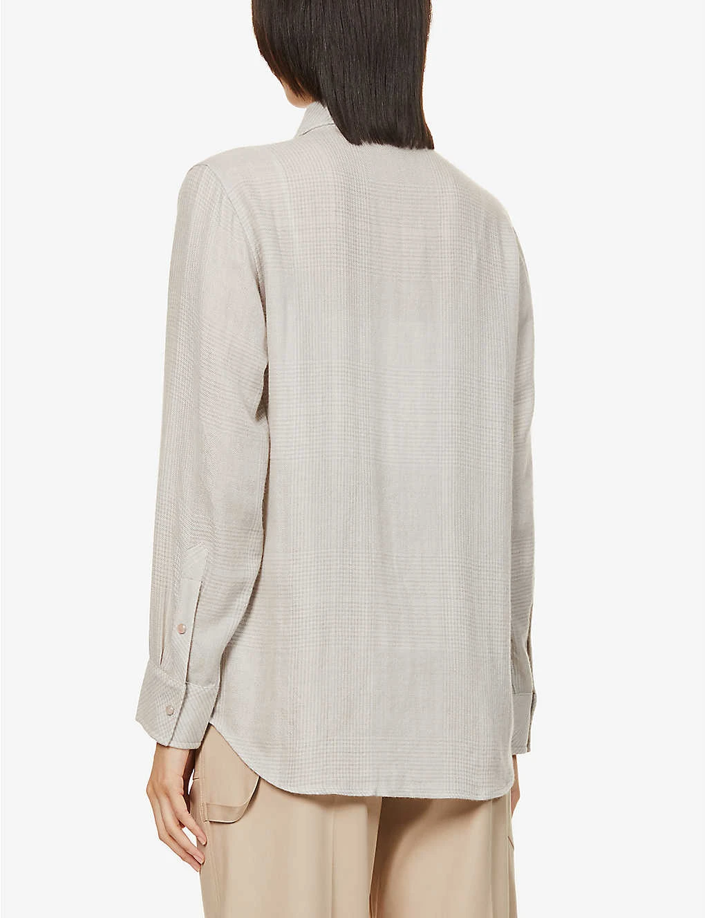 Unisex Rose Quartz Checked Cashmere Shirt - Image 5