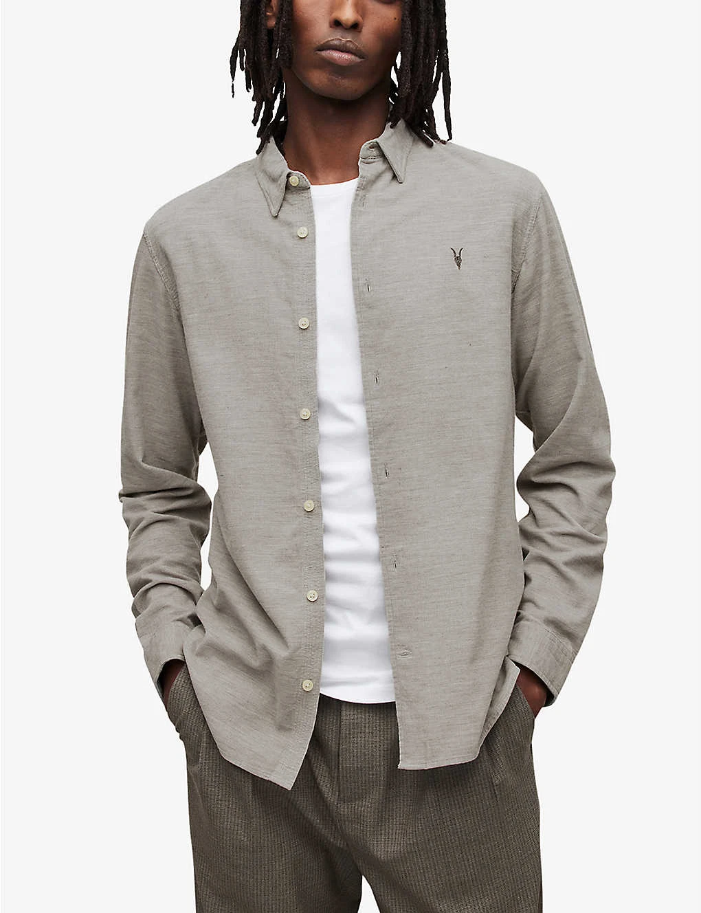 AllSaints Lorella Logo-embroidered Textured Cotton Shirt - Image 3