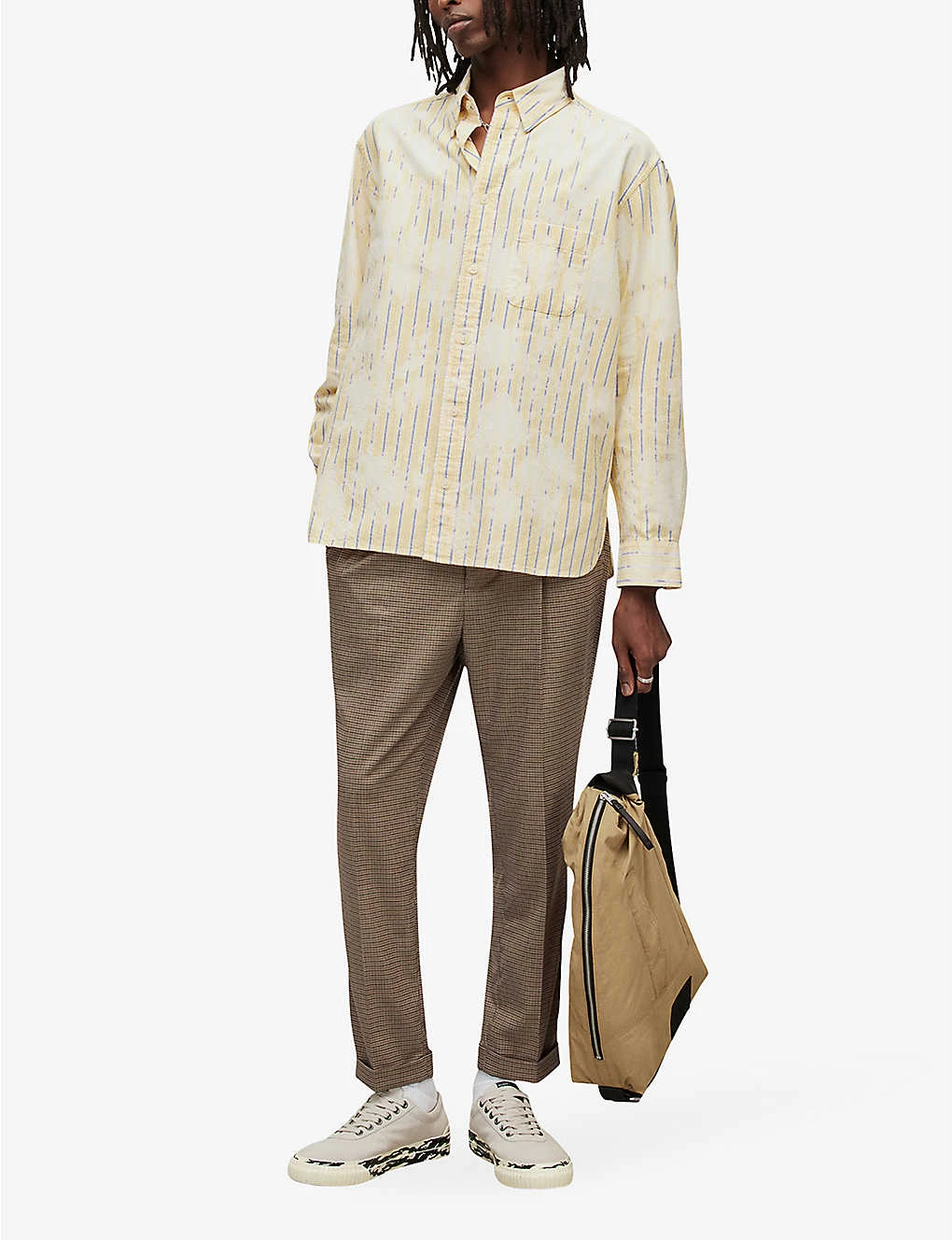 AllSaints Crema Striped Bleached Cotton Oxford Shirt - Image 2