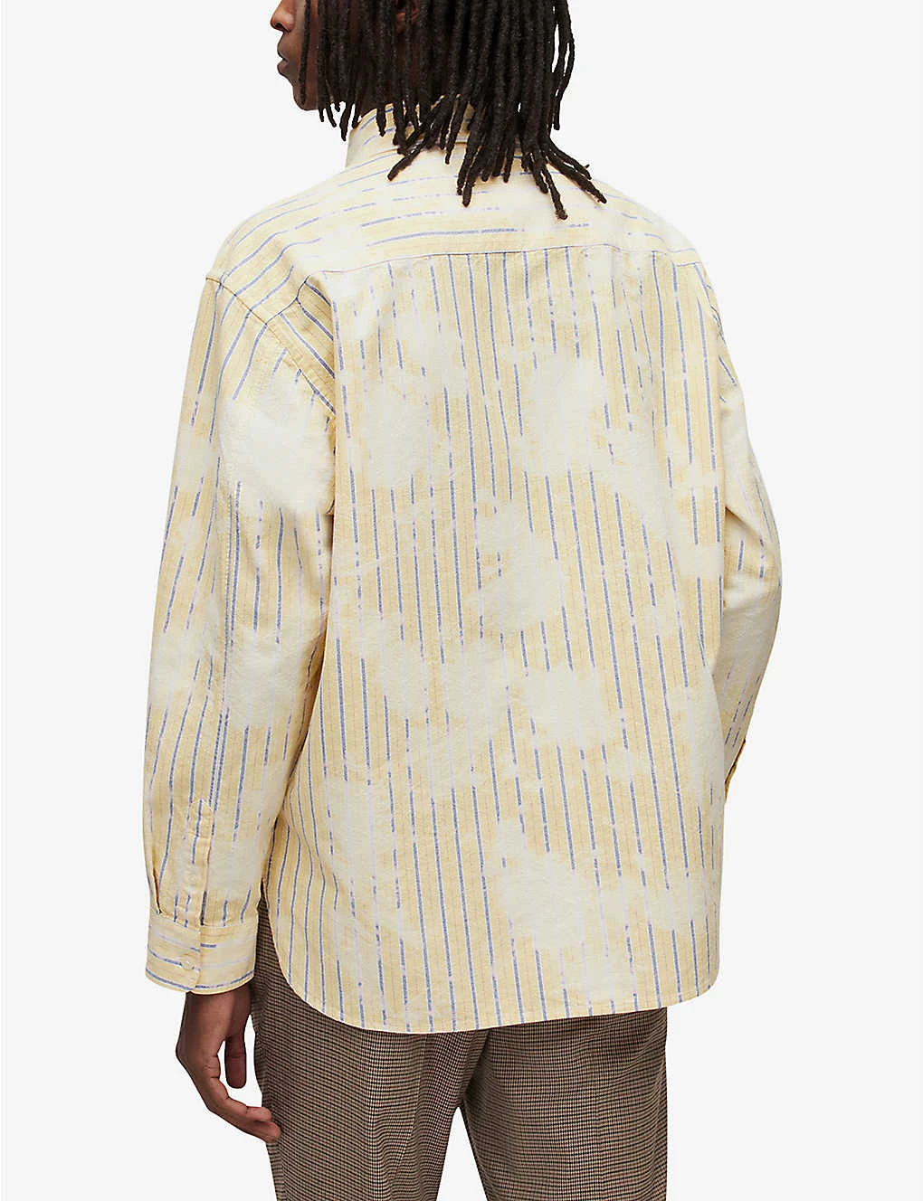 AllSaints Crema Striped Bleached Cotton Oxford Shirt - Image 4