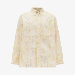 AllSaints Crema Striped Bleached Cotton Oxford Shirt