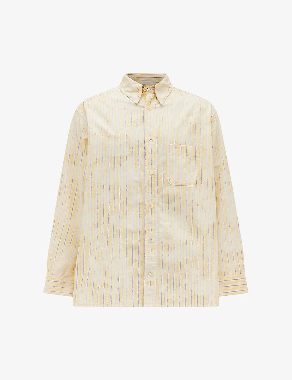 AllSaints Crema Striped Bleached Cotton Oxford Shirt