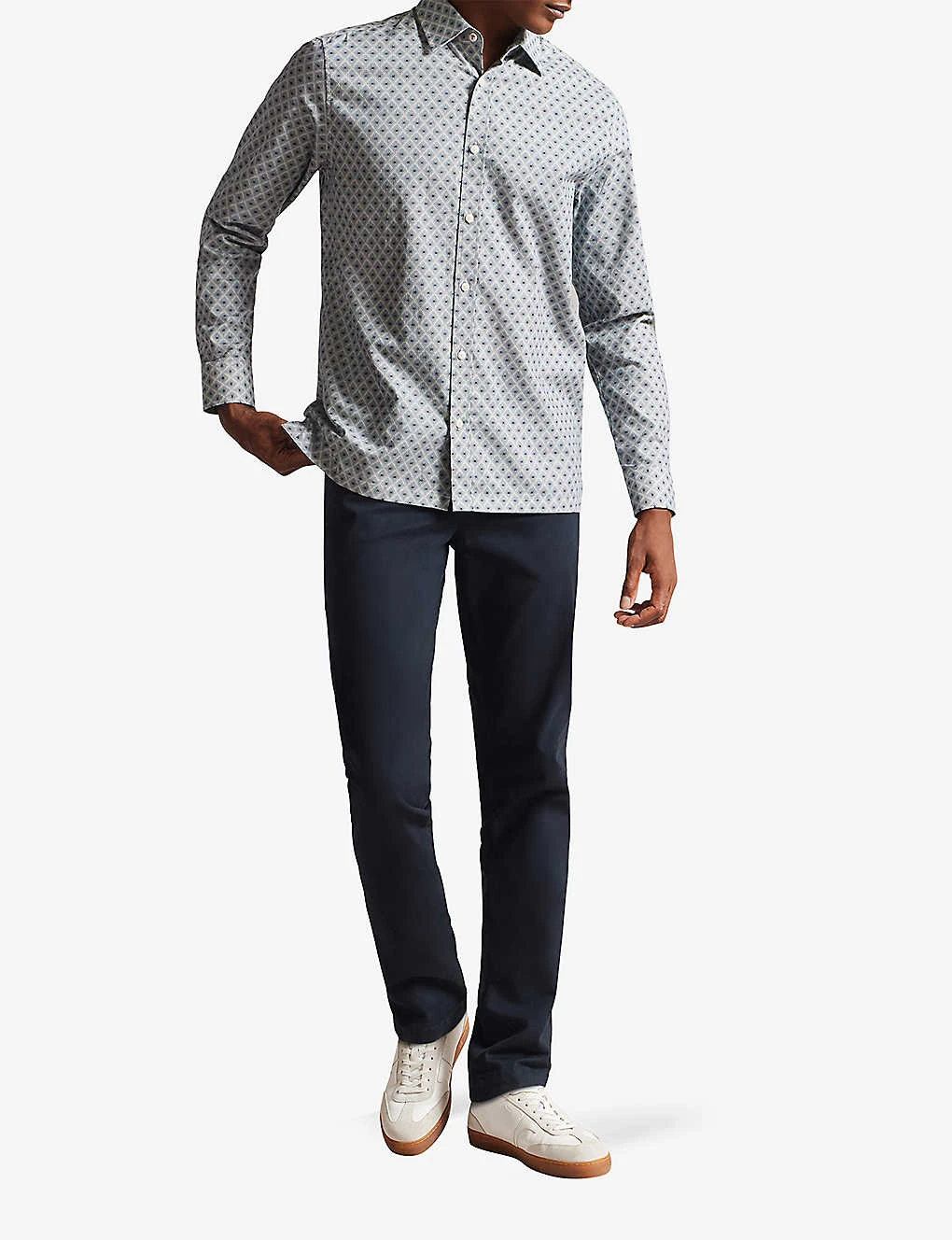 Ted Baker Sanlon Diamond-print Fitted Cotton Shirt - Image 2
