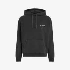AllSaints Underground Brand-print Organic-cotton Hoody