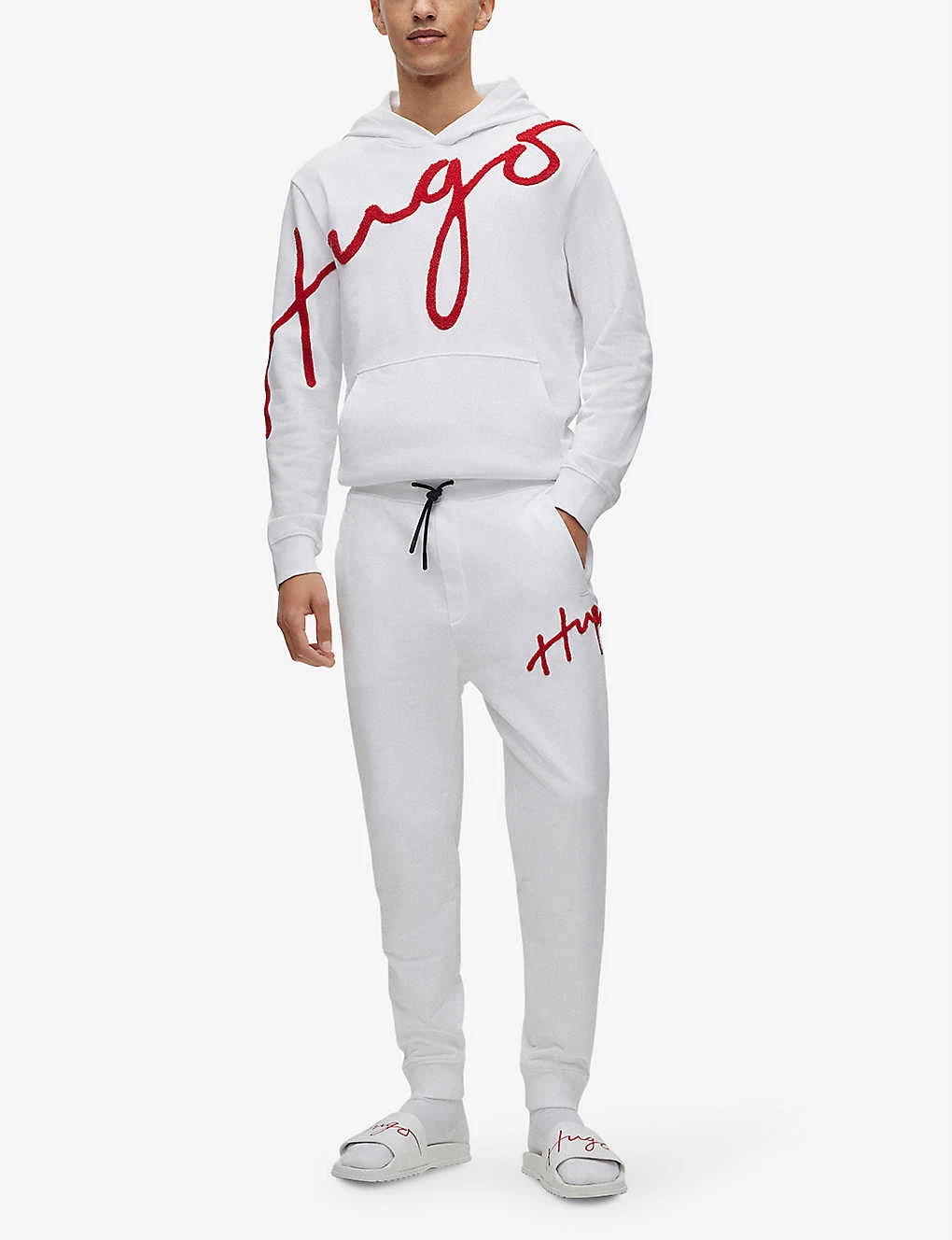 Hugo Brand-embroidered Drawstring-waist Cotton Jogging Bottoms - Image 2
