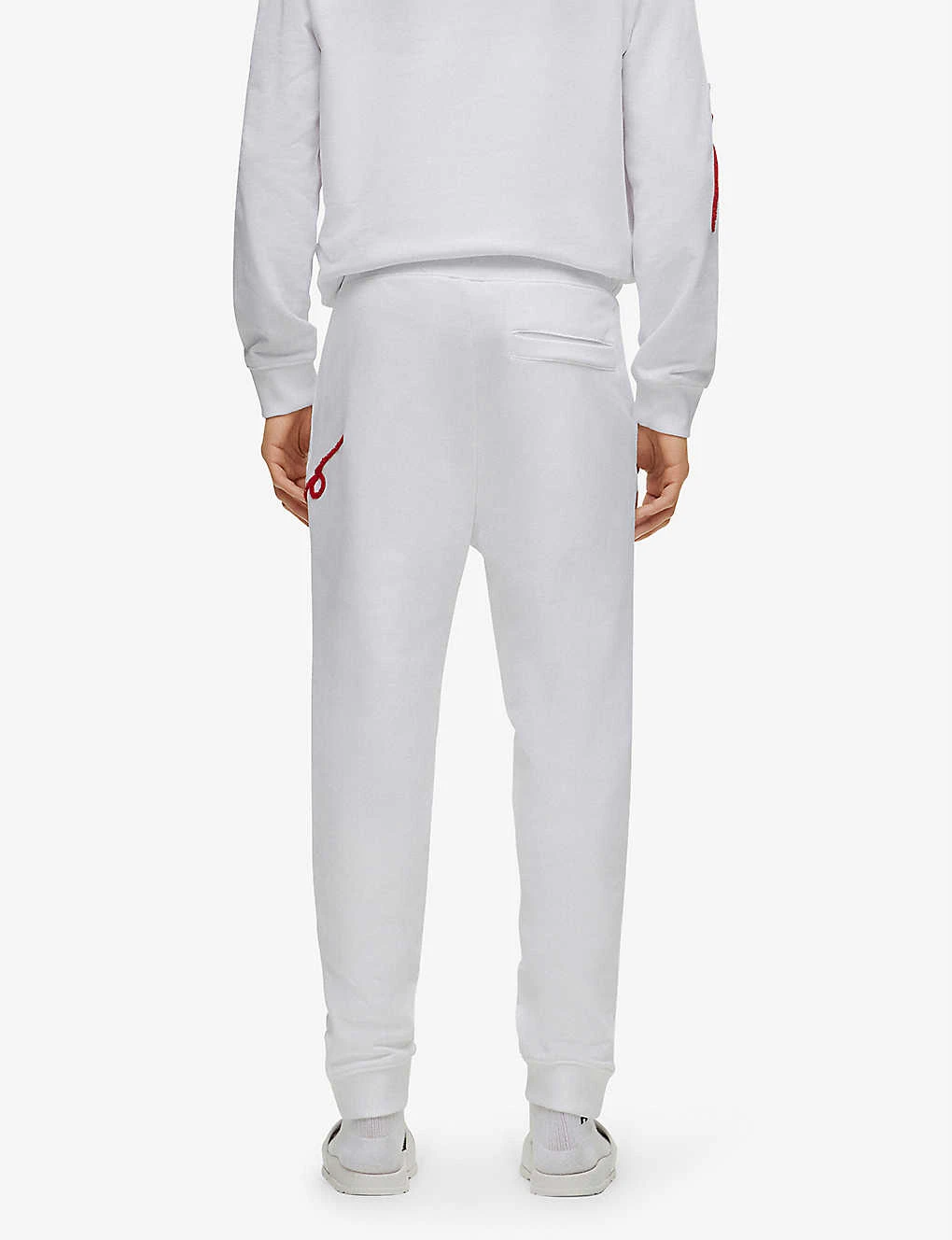 Hugo Brand-embroidered Drawstring-waist Cotton Jogging Bottoms - Image 4