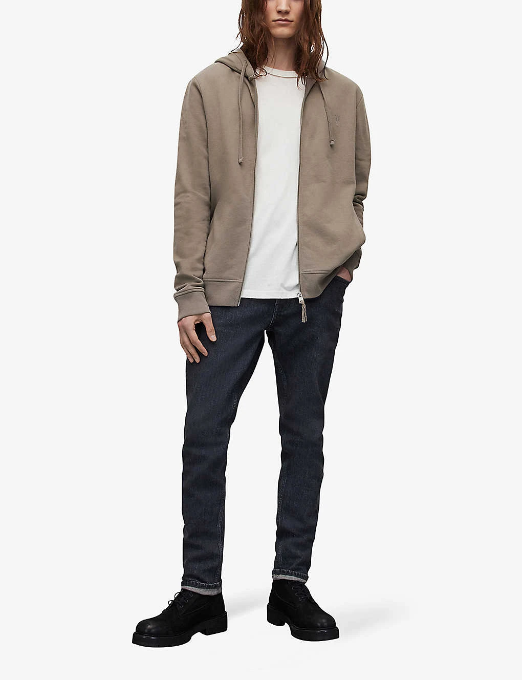 AllSaints Raven Logo-embroidered Zip-up Organic-cotton Hoody - Image 2