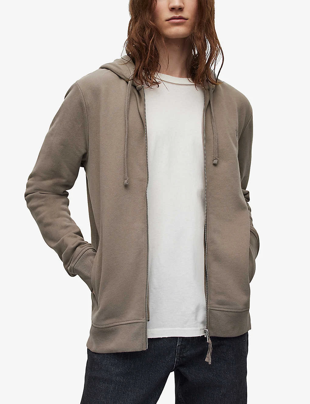 AllSaints Raven Logo-embroidered Zip-up Organic-cotton Hoody - Image 3