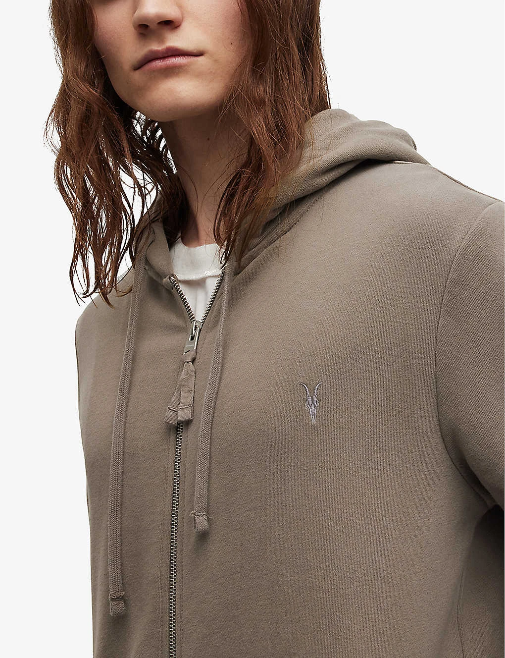 AllSaints Raven Logo-embroidered Zip-up Organic-cotton Hoody - Image 5