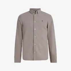 AllSaints Lovell Ramskull-embroidered Slim-fit Cotton Shirt