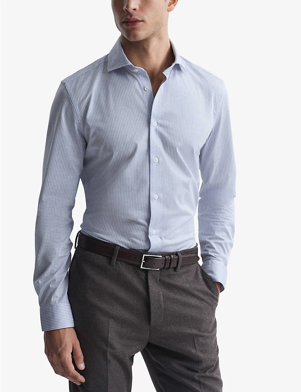 Reiss Bosa Striped Slim-fit Cotton-blend Shirt - Image 3
