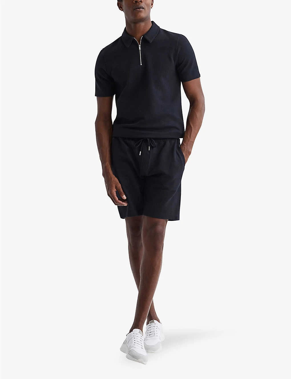 Reiss Robin Drawstring Waffle Cotton-blend Shorts - Image 2