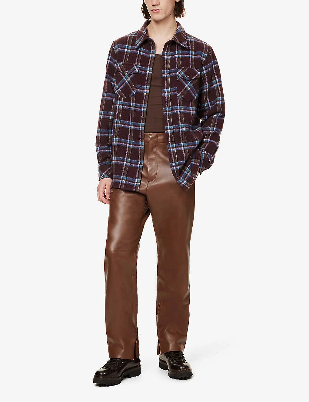 Unisex Amethyst Checked Cashmere Shirt - Image 3