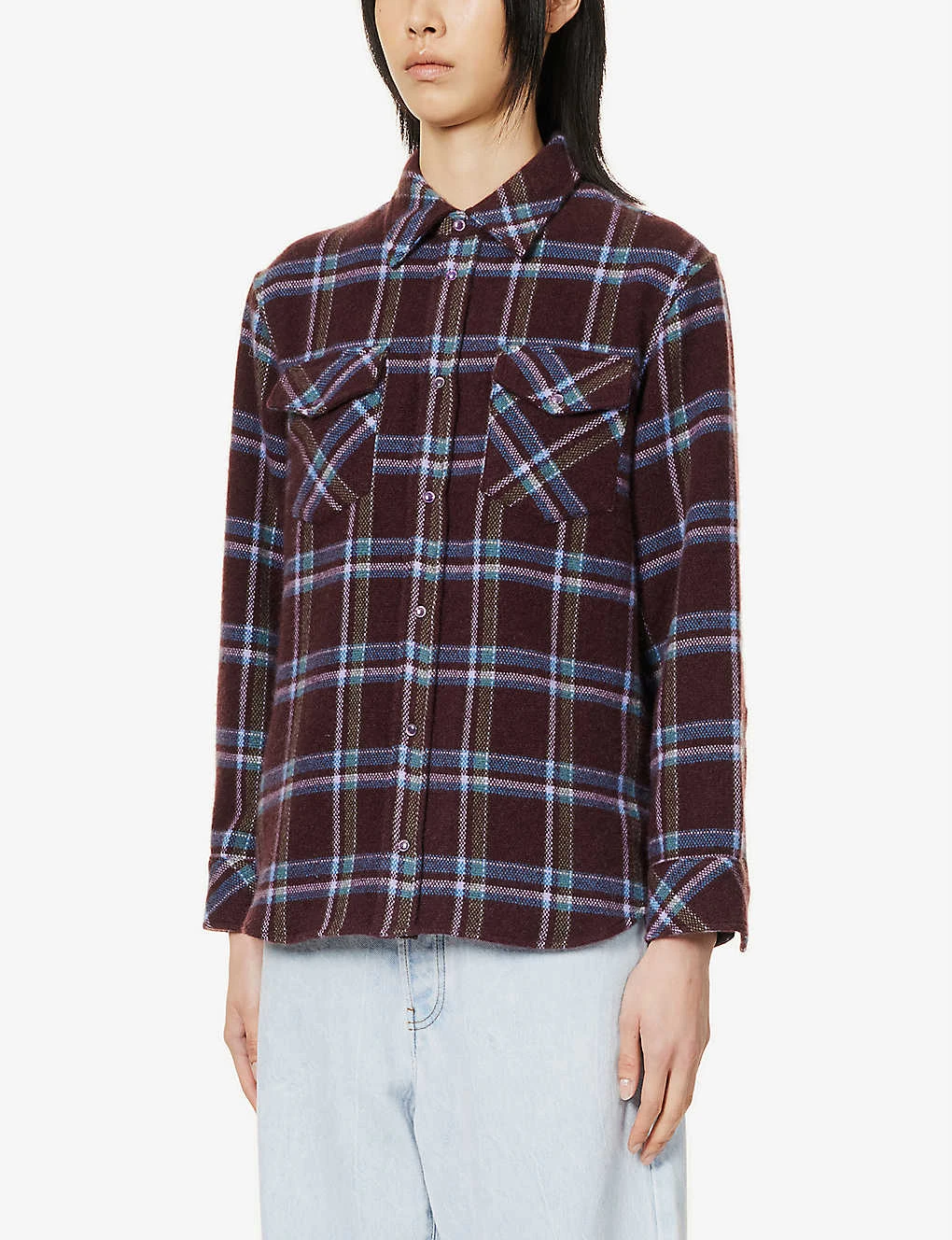 Unisex Amethyst Checked Cashmere Shirt - Image 4