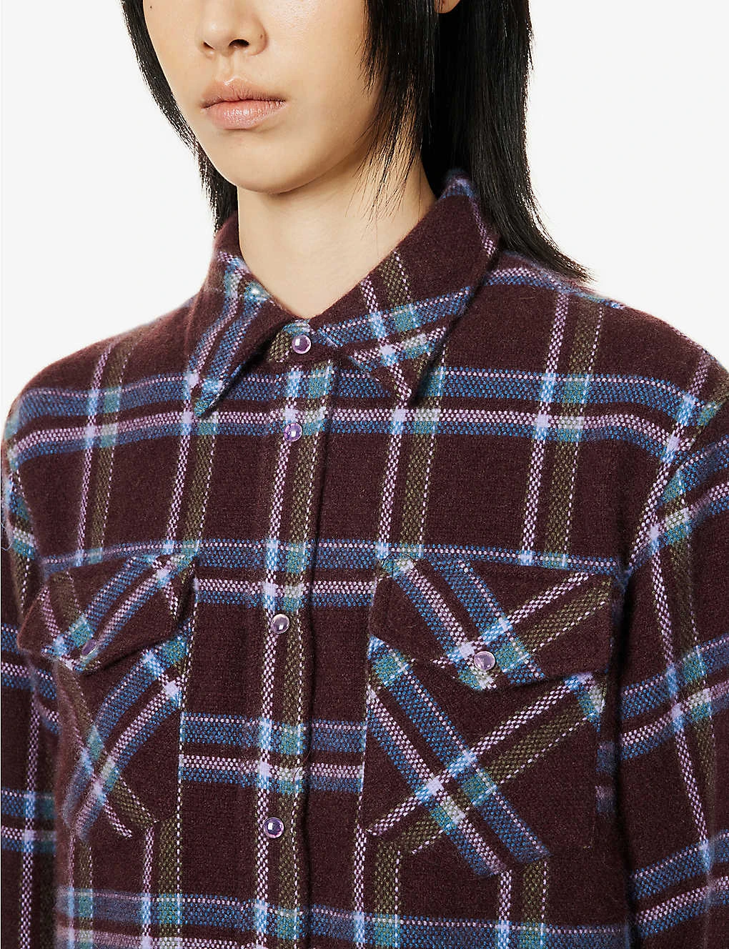 Unisex Amethyst Checked Cashmere Shirt - Image 6
