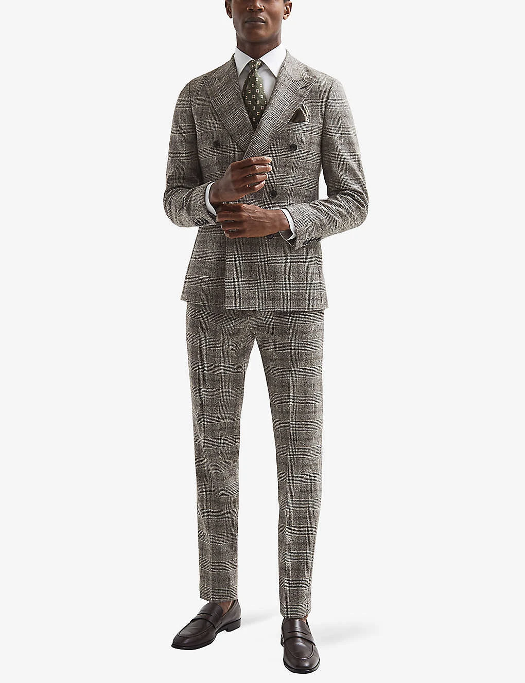 Reiss Alfredo Prince Of Wales-check Wool Trousers - Image 2