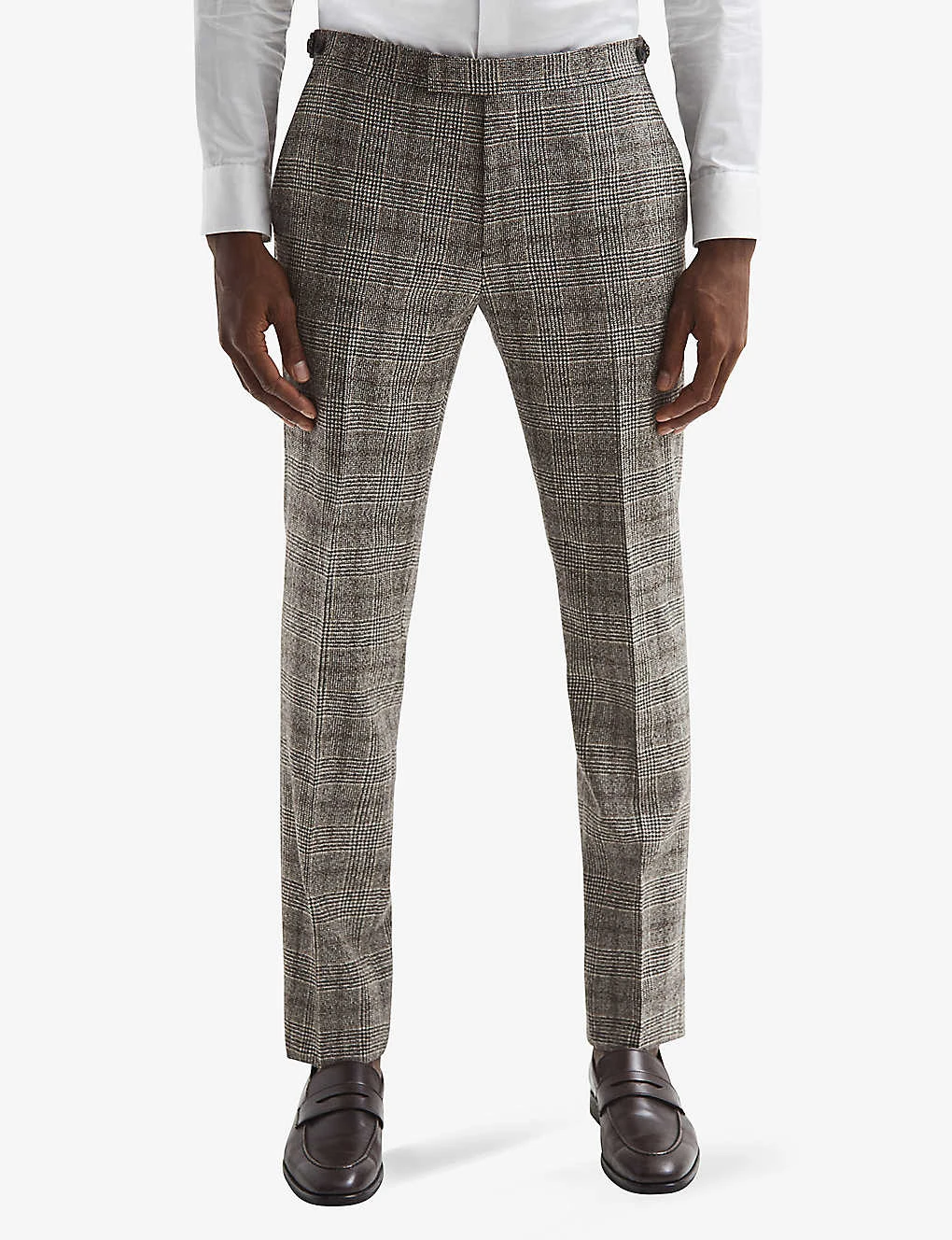Reiss Alfredo Prince Of Wales-check Wool Trousers - Image 3