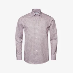 ETON Coffee Micro-print Slim-fit Cotton-twill Shirt