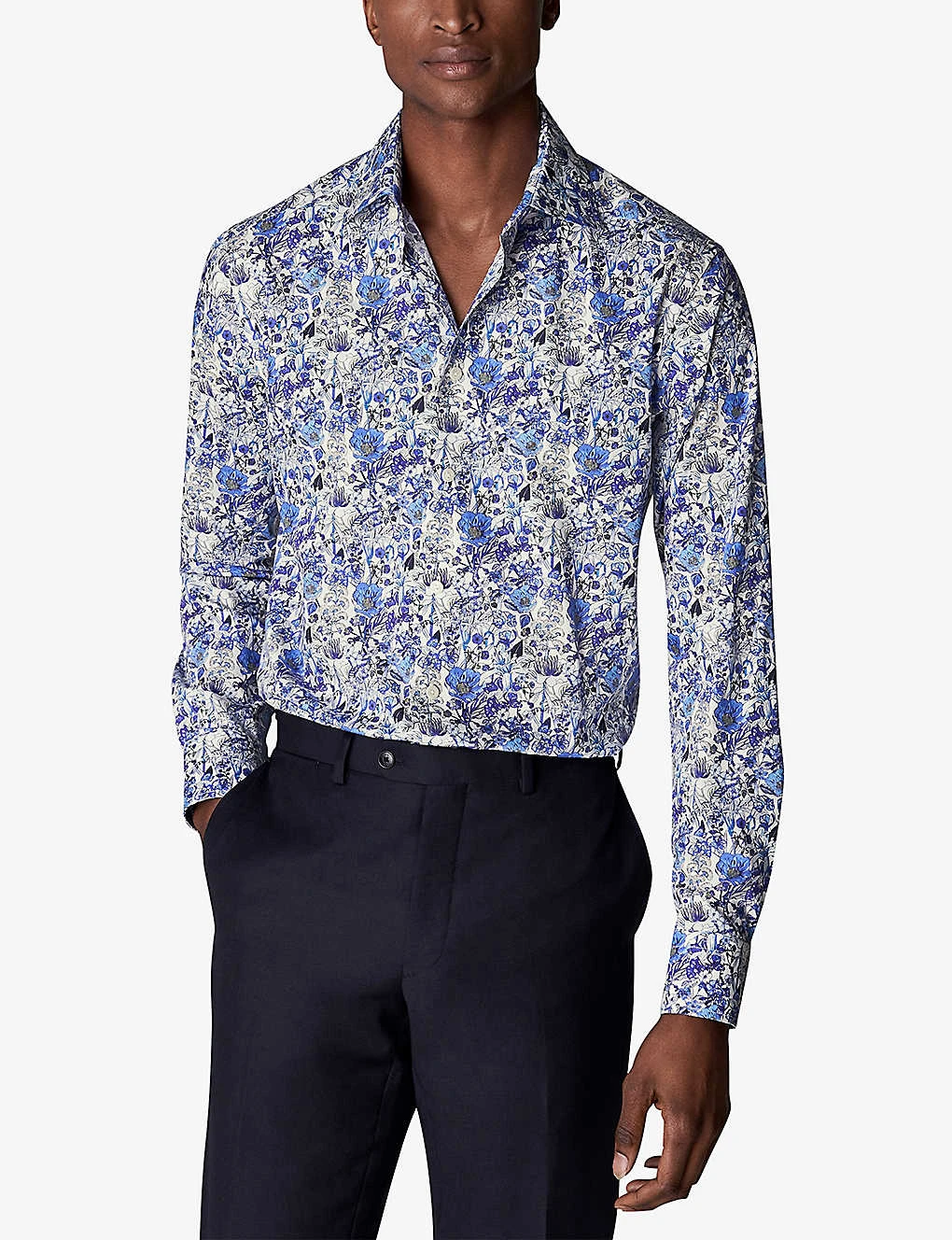 ETON Floral-print Contemporary-fit Cotton-twill Shirt - Image 2