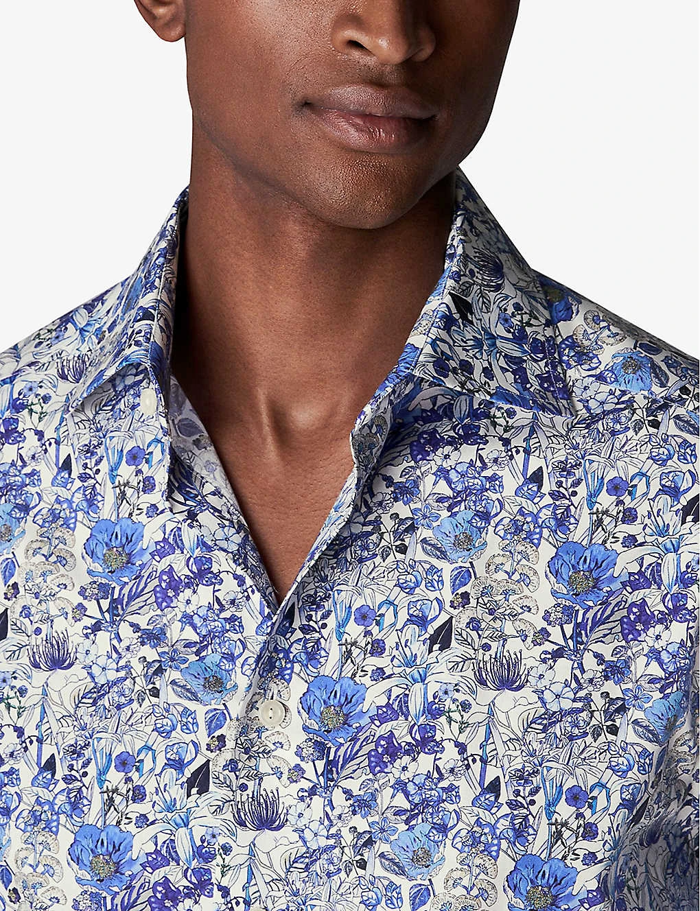 ETON Floral-print Contemporary-fit Cotton-twill Shirt - Image 4