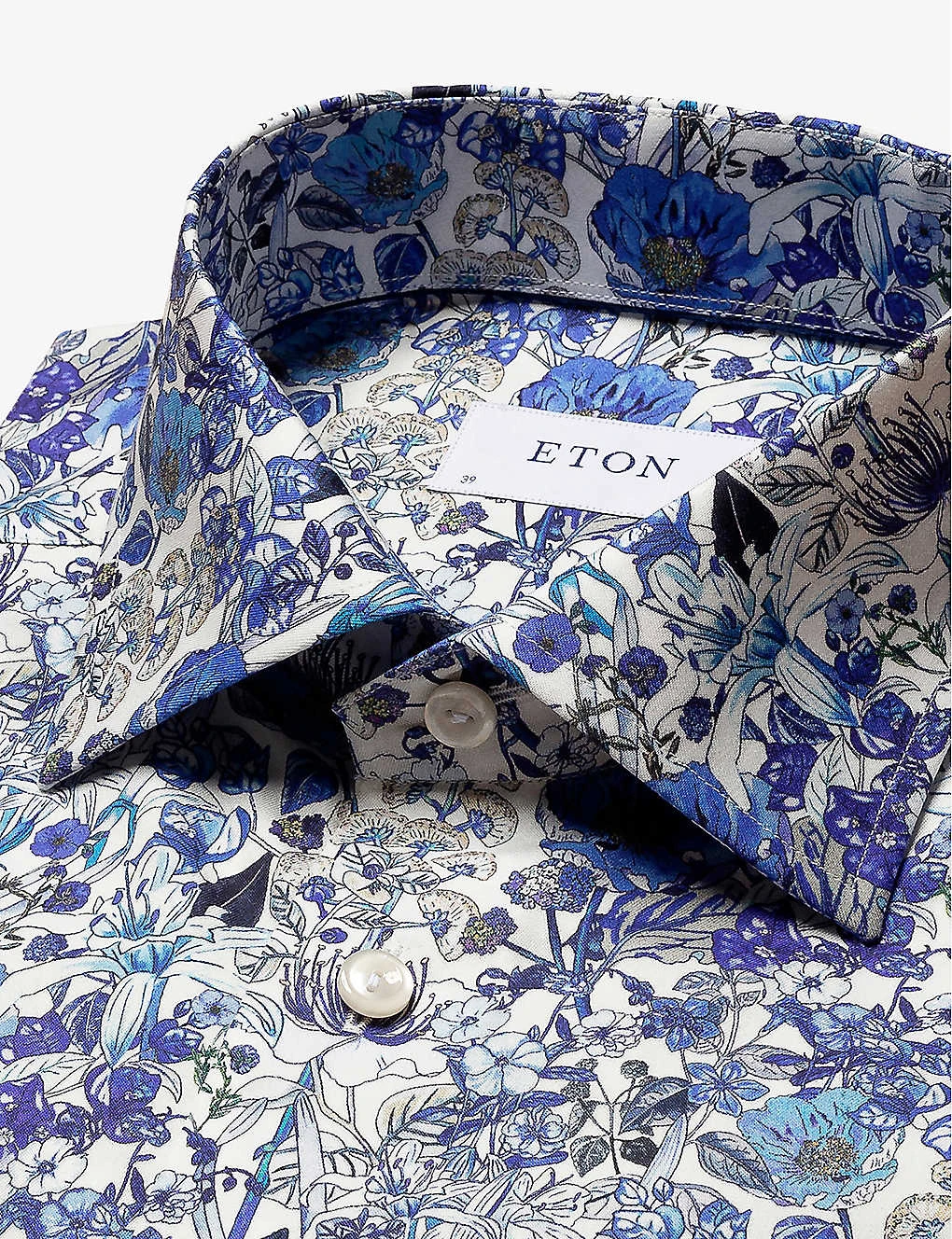 ETON Floral-print Contemporary-fit Cotton-twill Shirt - Image 7
