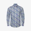 ETON Floral-print Contemporary-fit Cotton-twill Shirt