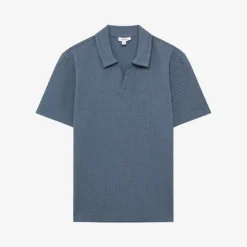 Reiss Thom Open-neck Regular-fit Stretch-woven T-shirt