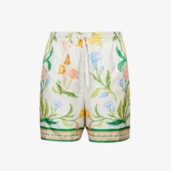 Casablanca L'Arche Fleure Graphic-print Regular-fit Silk Shorts