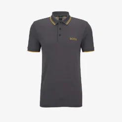 Boss Contrast Stripes And Logo Stretch Cotton-blend Pique Polo Shirt