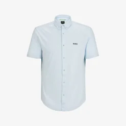 Boss Logo-print Button-down Collar Regular-fit Cotton-jersey Piqué Shirt