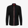 Hugo Contrast Trim Brand-tab Regular-fit Stretch-shell Shirt
