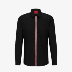 Hugo Contrast Trim Brand-tab Regular-fit Stretch-shell Shirt