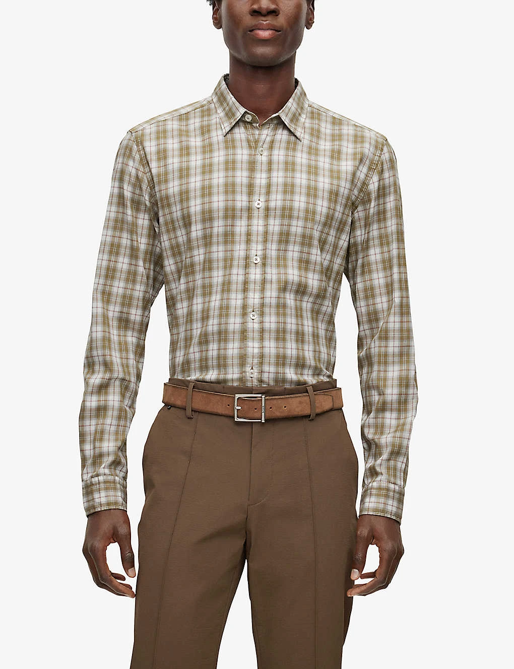 Boss Checked Regular-fit Stretch-woven Shirt - Image 3