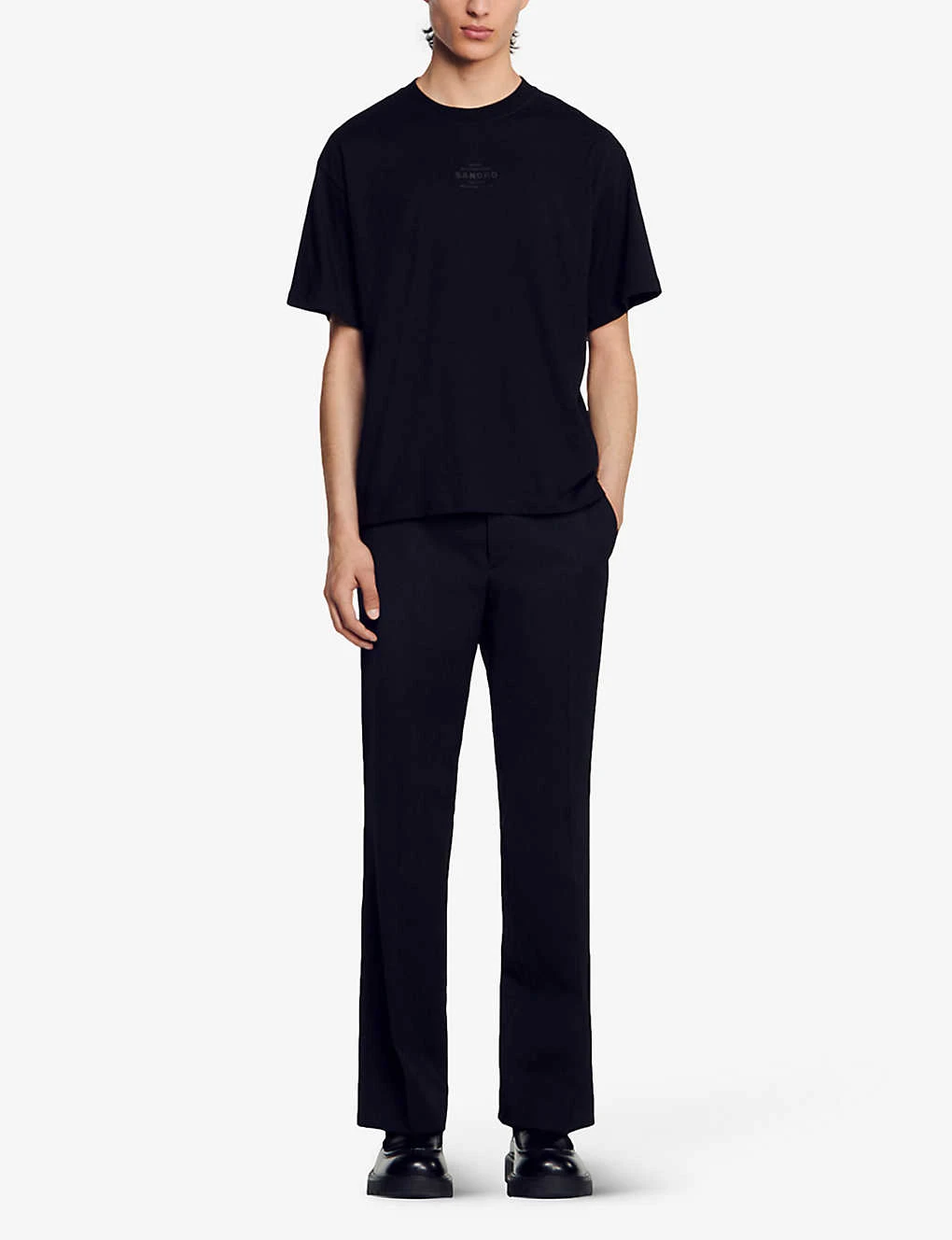 Sandro Rubber-logo Relaxed-fit Cotton T-shirt - Image 2