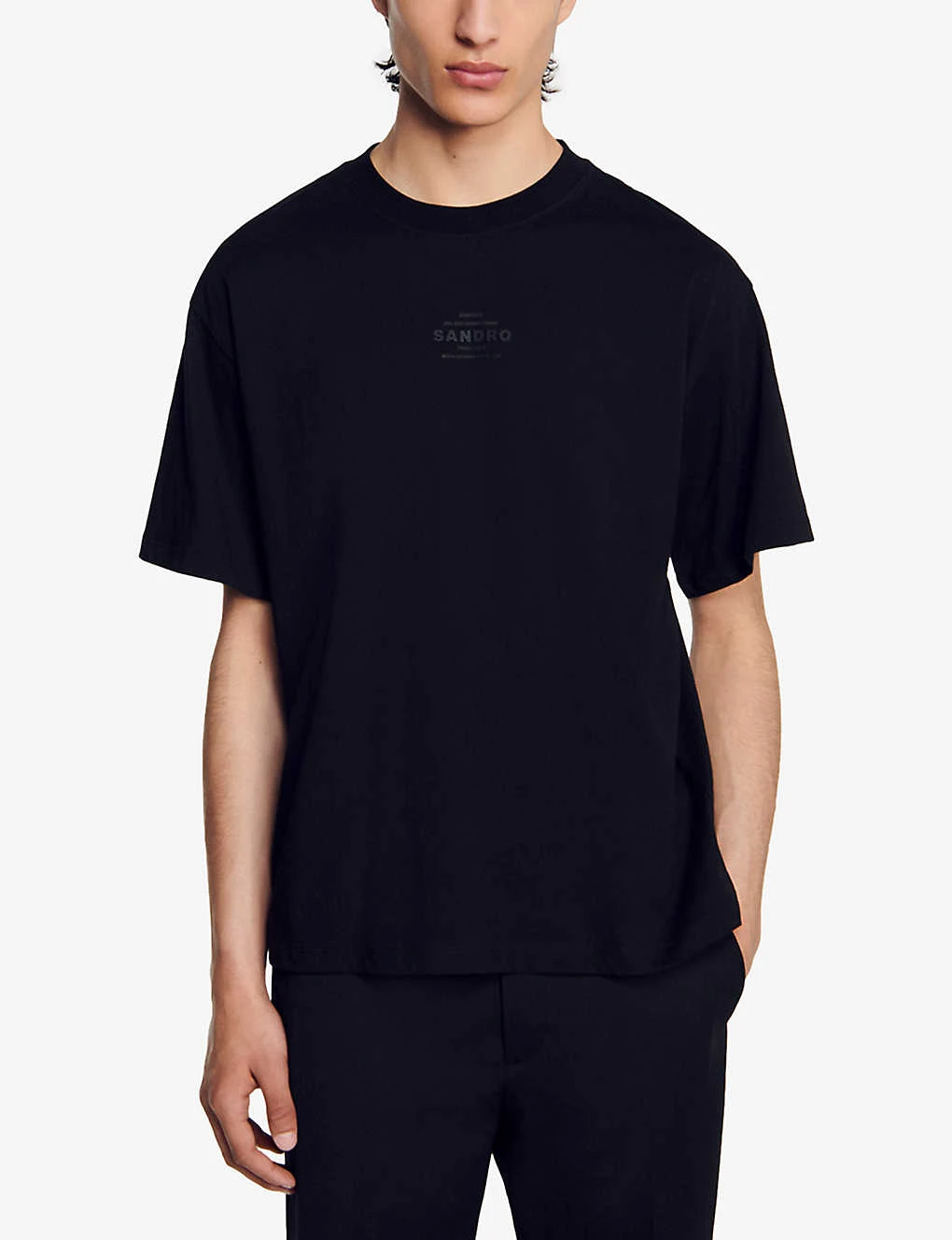 Sandro Rubber-logo Relaxed-fit Cotton T-shirt - Image 5