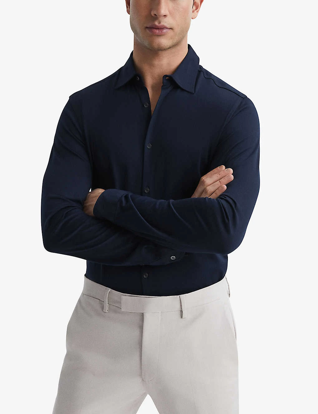 Reiss King Mercerised Cotton-jersey Shirt - Image 3