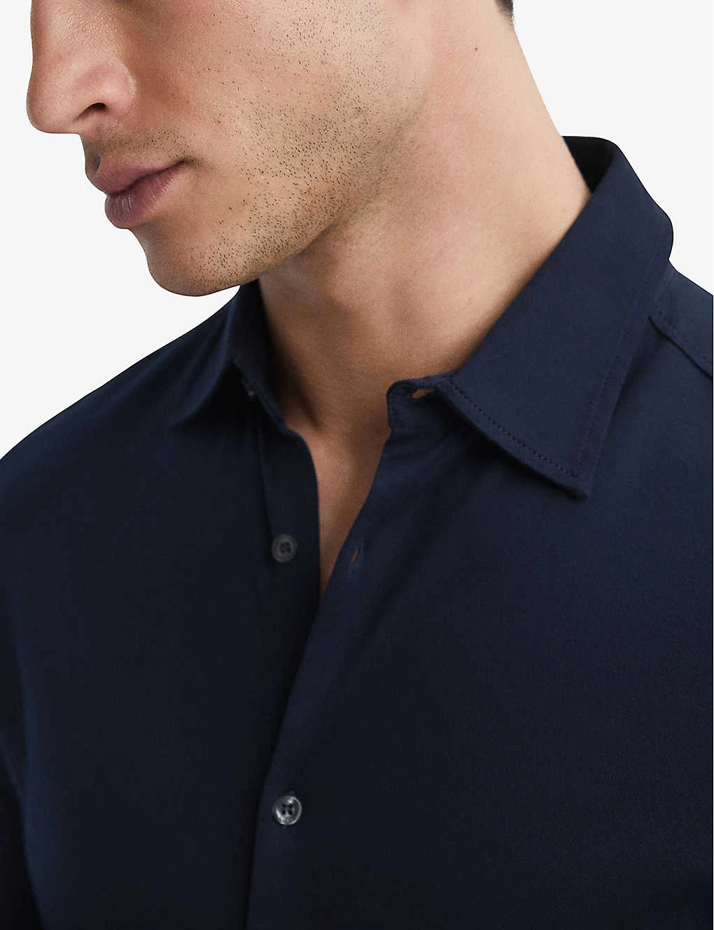 Reiss King Mercerised Cotton-jersey Shirt - Image 5