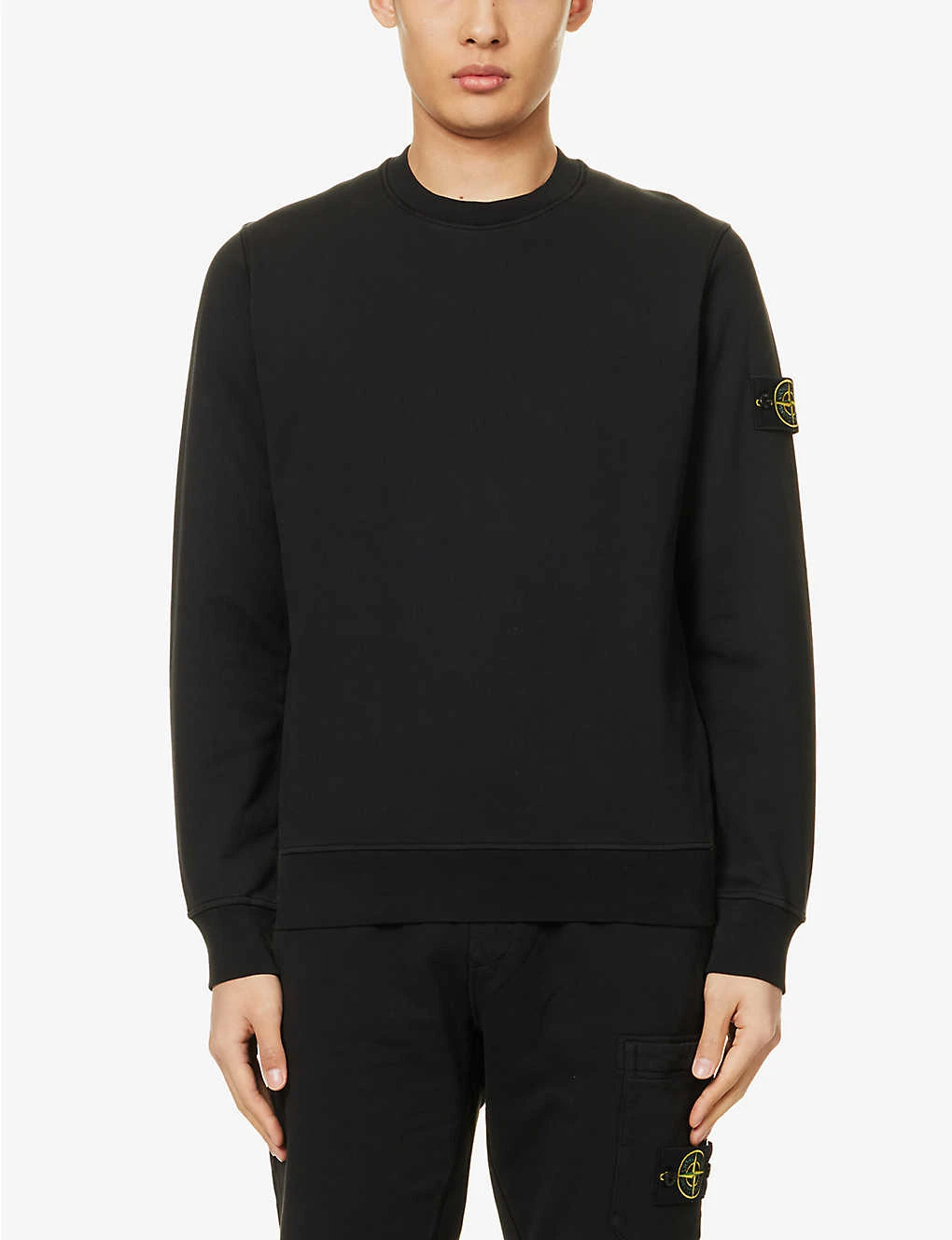Stone Island Logo-badge Relaxed-fit Cotton-jersey Sweatshirt - Image 3