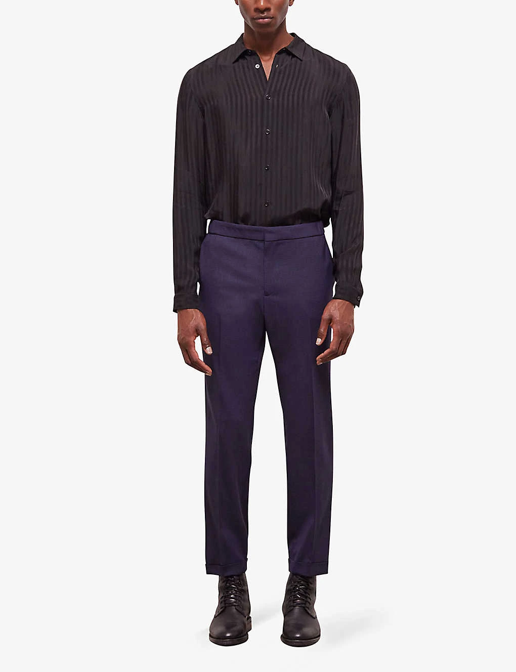 THE KOOPLES Houndstooth-motif Straight-leg Stretch-wool Trousers - Image 2