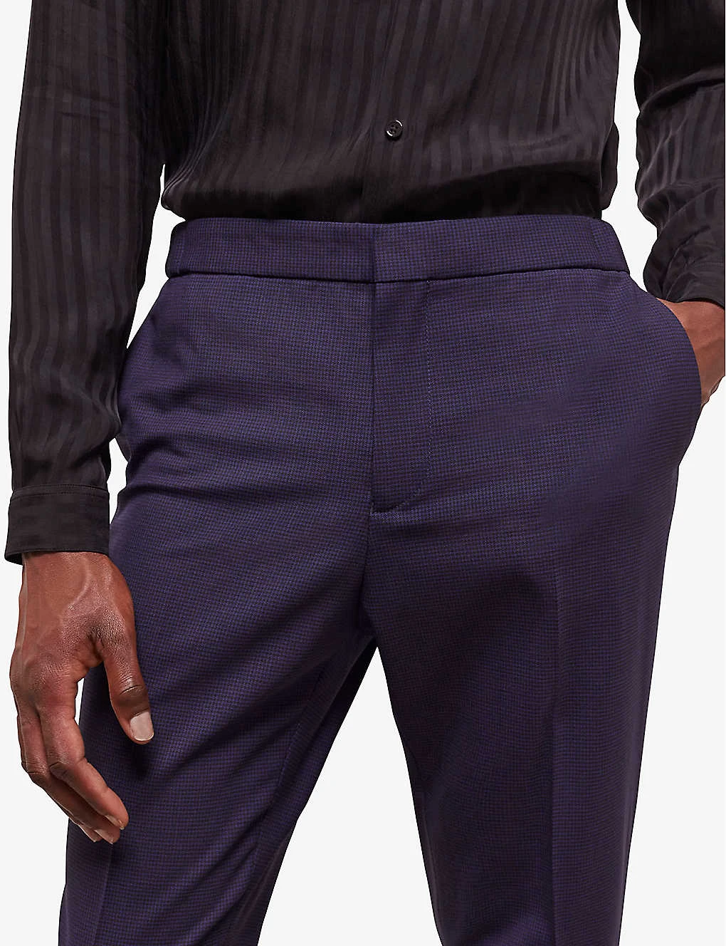 THE KOOPLES Houndstooth-motif Straight-leg Stretch-wool Trousers - Image 3