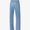 Bottega Veneta Denim-printed Straight-leg Relaxed-fit Leather Trousers