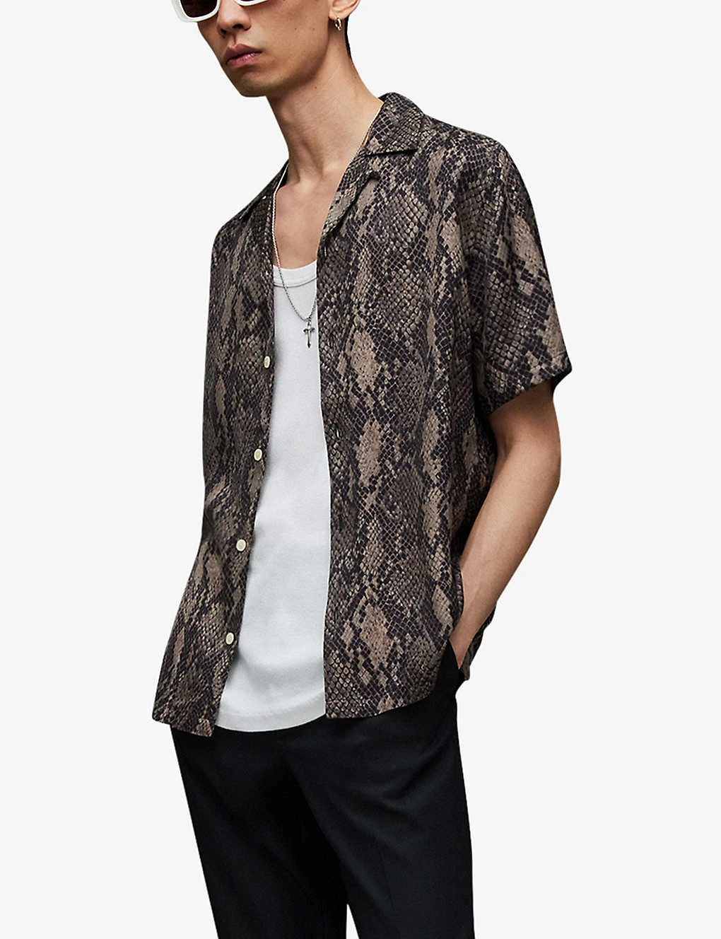 AllSaints Rattle Short Sleeve Woven Shirt - Image 3