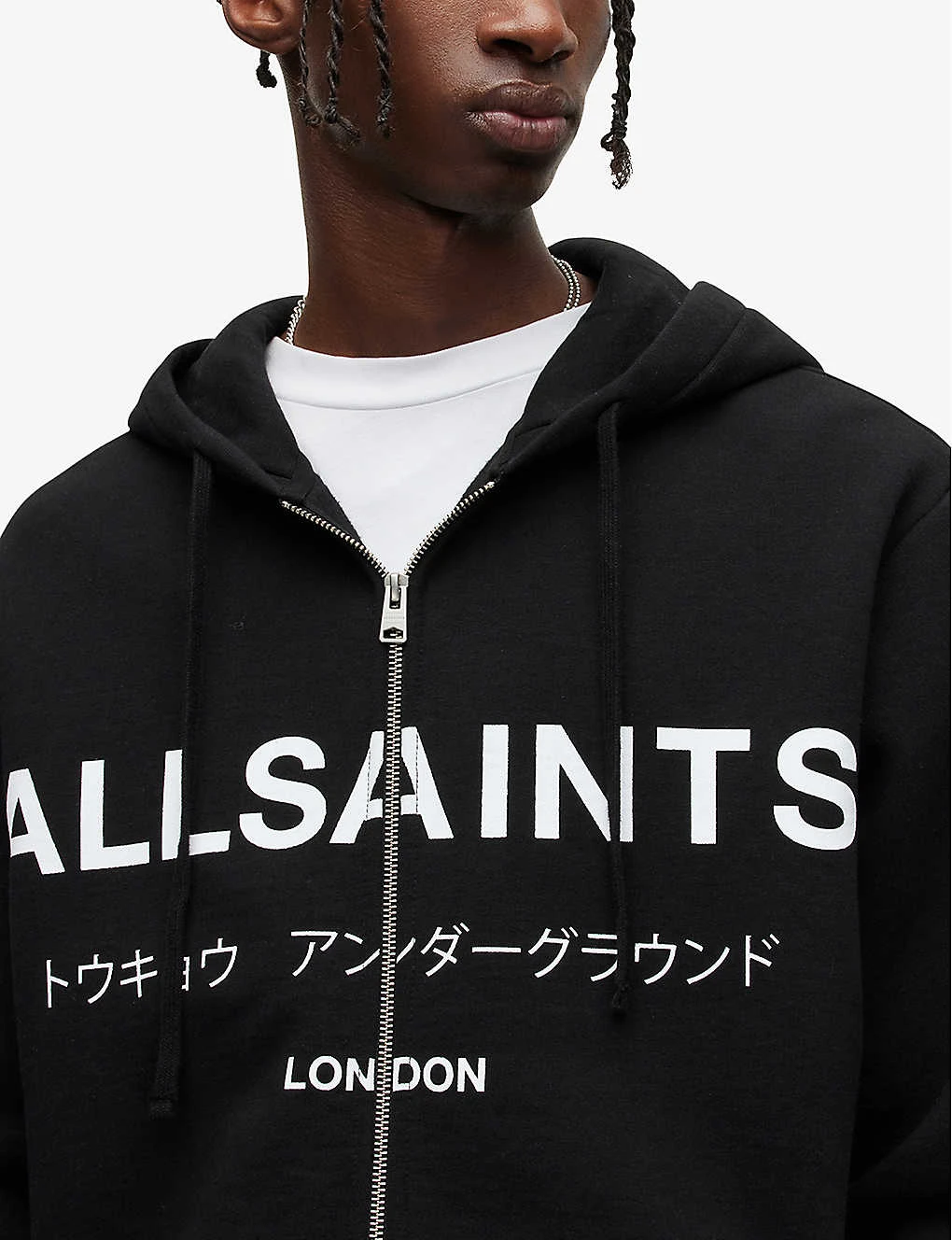 AllSaints Underground Logo-print Organic-cotton Hoody - Image 5