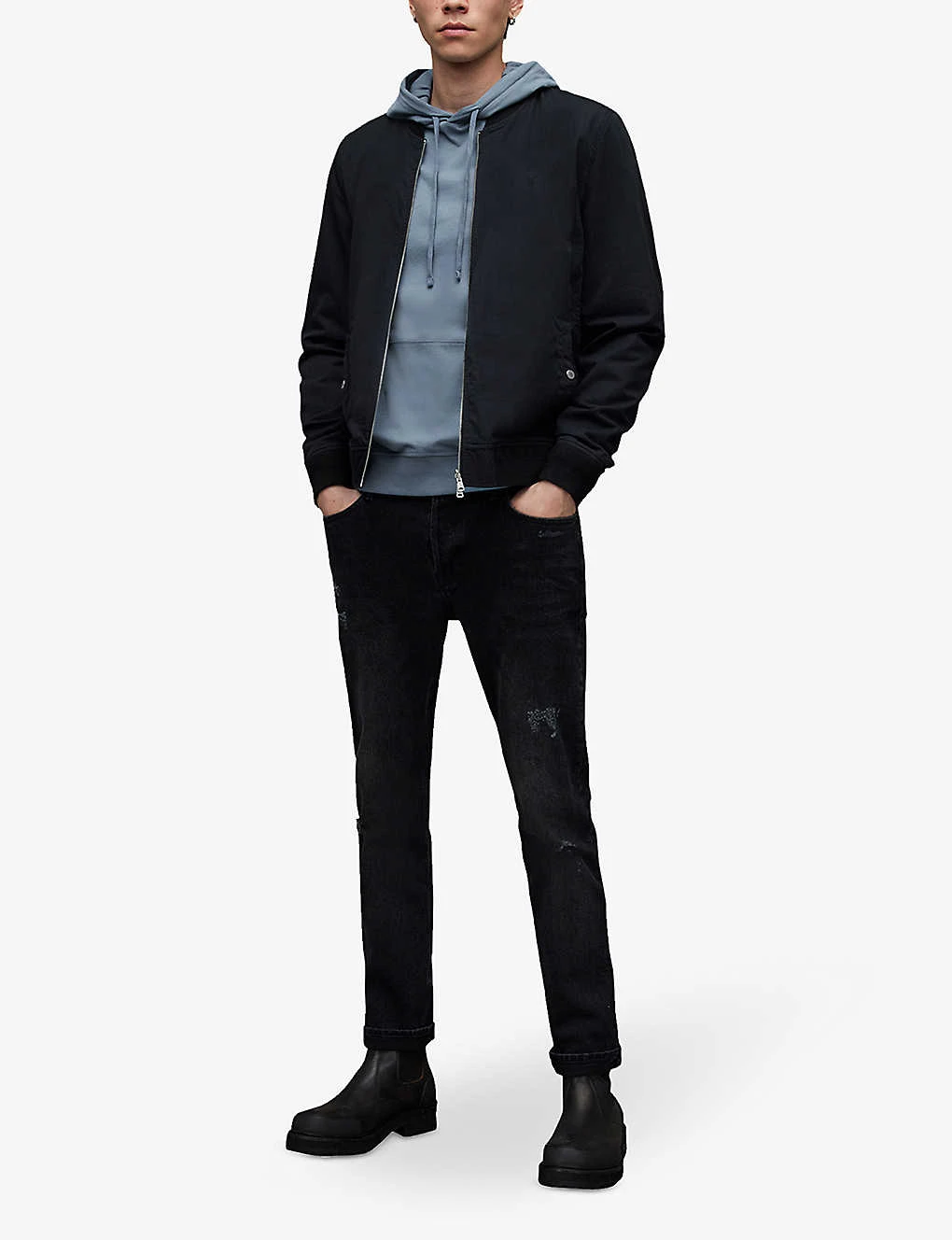 AllSaints Brace Ramskull-embroidered Cotton Hoody - Image 2