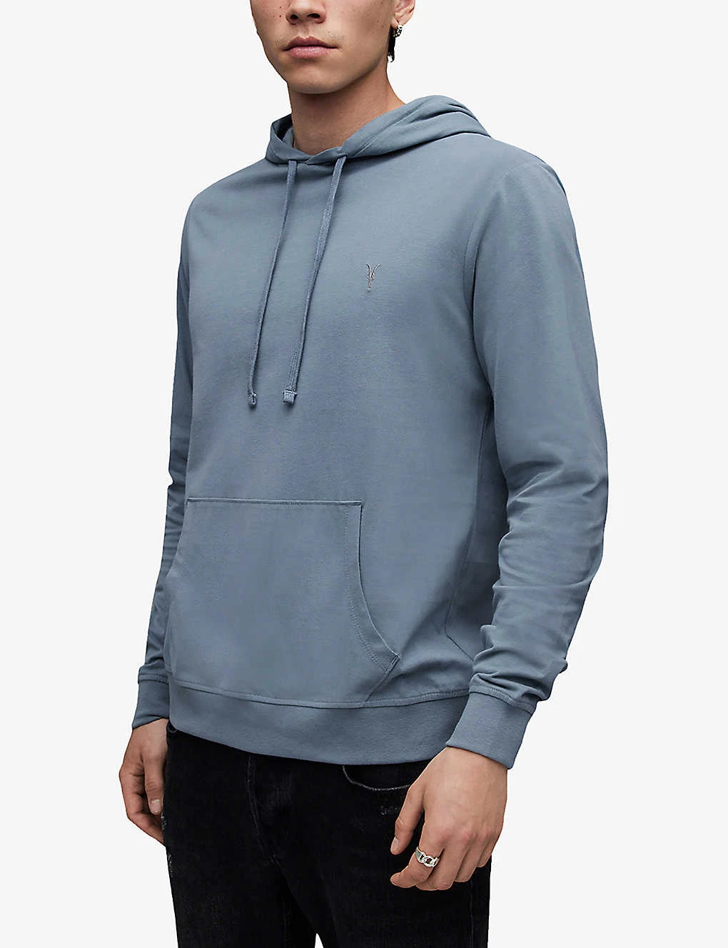 AllSaints Brace Ramskull-embroidered Cotton Hoody - Image 3